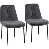 Smith Dining Chair in Charcoal Gray Fabric & Black Steel (Set of 2)